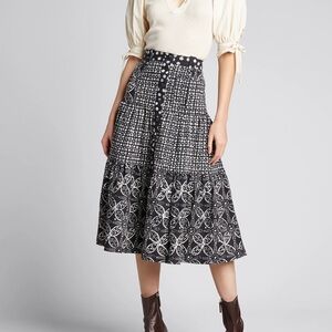 ULLA JOHNSON PRINTED MIDI SKIRT SIZE 6